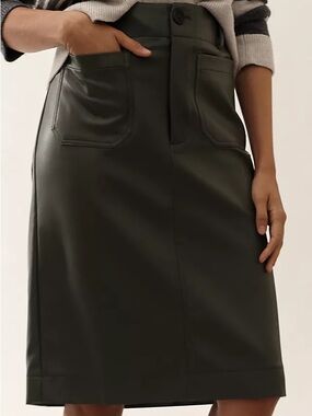 Maeve The Colette Faux Leather Skirt with Front Patch Pockets Sz XXS